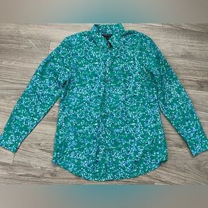 Banana Republic Teal Green Floral Button-Down Shirt